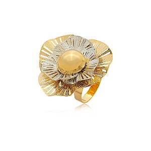 Anel de flor liso regulavel banho duplo