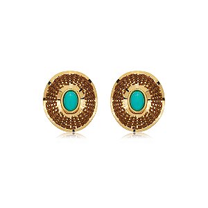 Brinco de palha artesanal esmaltado banho em ouro 18k