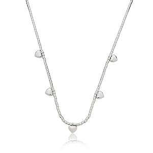 Colar de canutilho de coração liso banho em rodio branco