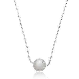 Colar de canutilho liso banho em rodio branco