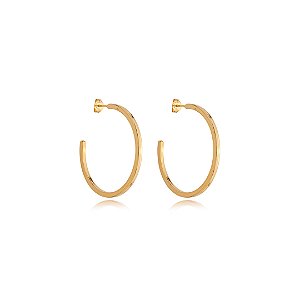 Brinco de argola liso banho em ouro 18k