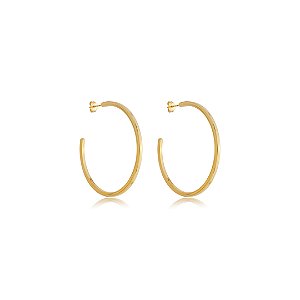 Brinco de argola liso banho em ouro 18k