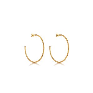 Brinco de argola liso banho em ouro 18k