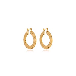 Brinco de argola liso banho em ouro 18k