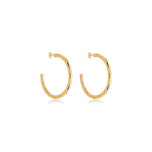 Brinco de argola liso banho em ouro 18k