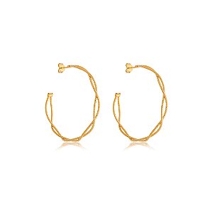Brinco de argola liso banho em ouro 18k