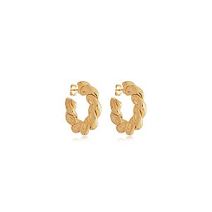 Brinco de argola liso banho em ouro 18k