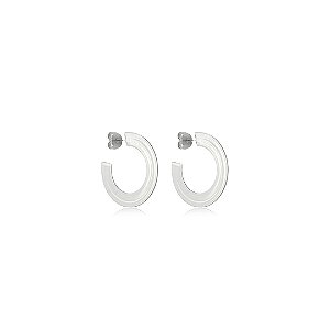 Brinco de argola liso banho em rodio branco