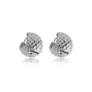 Brinco de argola liso banho em rodio branco