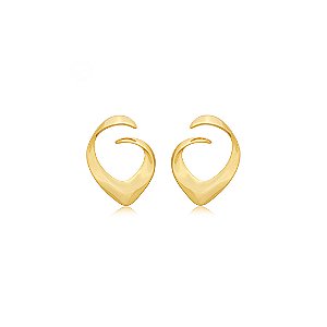 Brinco dourado liso banho em ouro 18k