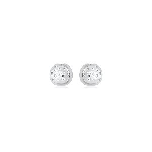 Brinco de base cravejado de zirconia cristal banho em rodio branco