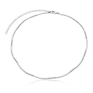 Colar de canutilho liso banho em rodio branco