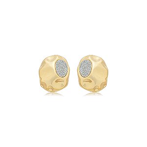 Brinco com caneta de rodio cravejado de zirconia cristal banho em ouro 18k