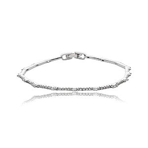 Pulseira cravejada de zirconia cristal banho em rodio branco