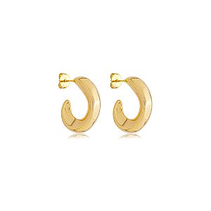 Brinco de argola liso banho em ouro 18k