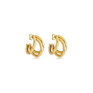 Brinco de argola liso banho em ouro 18k
