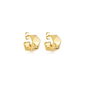 Brinco de argola liso banho em ouro 18k