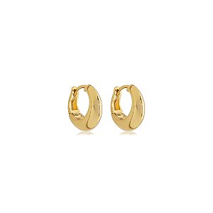 Brinco de argola liso banho em ouro 18k