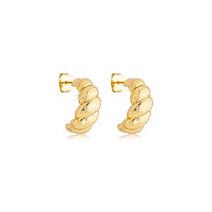 Brinco de argola liso banho em ouro 18k