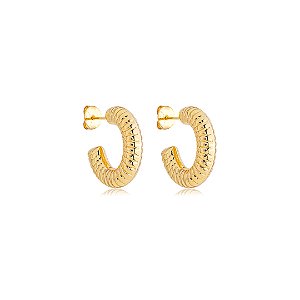 Brinco de argola liso banho em ouro 18k