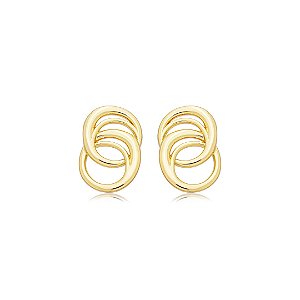 Brinco dourado liso banho em ouro 18K
