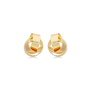 Brinco dourado liso banho em ouro 18K