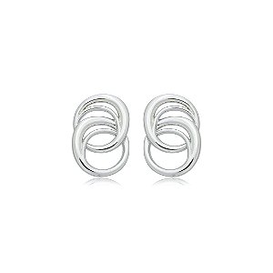 Brinco liso banho em rodio branco