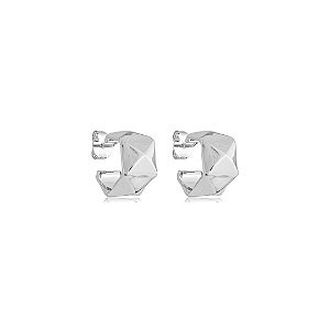 Brinco de argola liso banho em rodio branco