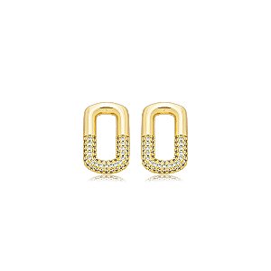Brinco cravejado de zirconia cristal banho em ouro 18k