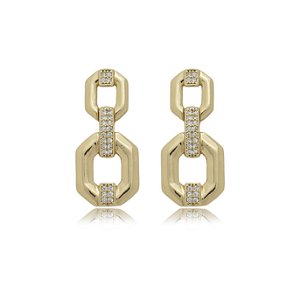 Brinco cravejado de zirconia cristal banho em ouro 18k