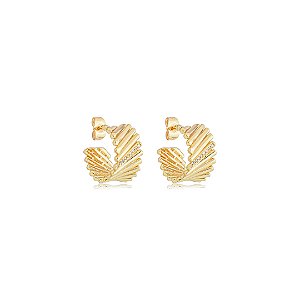 Brinco de argola com zirconia cristal banho em ouro 18k