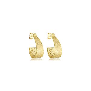 Brinco de argola liso banho em ouro 18k