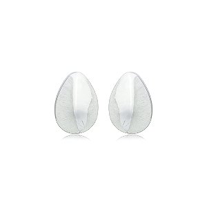 Brinco de gota liso banho em ródio branco