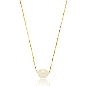 Colar de pérola banho em ouro 18k