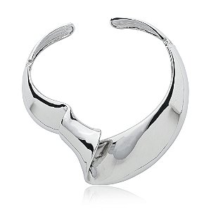 Colar de aro liso banho em ródio branco