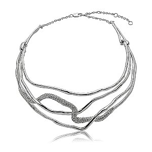 Colar cravejado de zircônia cristal banho em ródio branco