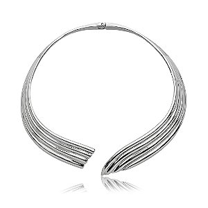 Colar aro liso banho em ródio branco