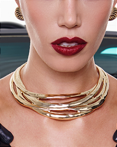 Colar aro liso banho em ouro 18k