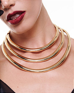 Colar de aro liso banho em ouro 18k