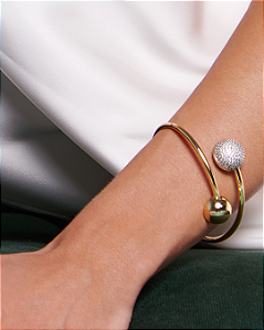 Bracelete cravejado de zircônia cristal com caneta de ródio branco banho em ouro 18k