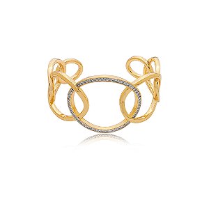 Bracelete cravejado de zircônia cristal com caneta de ródio branco banho em ouro 18k