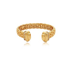Bracelete trançado com zircônia banho em ouro 18k