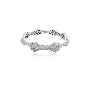 Bracelete cravejado de zircônia cristal banho em ródio branco