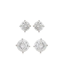 Dupla ponto de luz com zircônia cristal banho em ródio branco