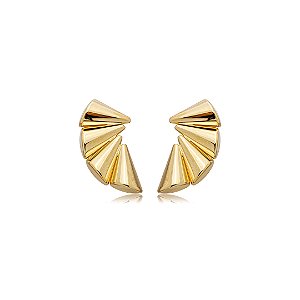 Brinco orgânico liso banho em ouro 18k