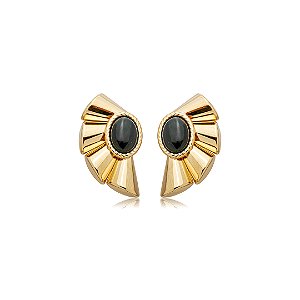 Brinco orgânico esmaltado banho em ouro 18k