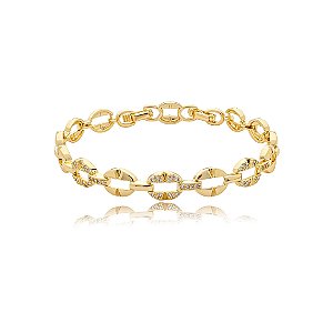 Pulseira cravejada de zircônia cristal banho em ouro 18k