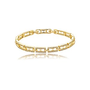 Pulseira cravejada de zircônia cristal banho em ouro 18k
