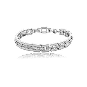 Pulseira cravejada de zircônia cristal banho em ródio branco