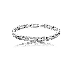 Pulseira cravejada de zircônia cristal banho em ródio branco